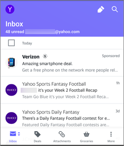 Image of views in the Yahoo Mail app
